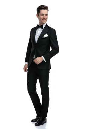 5 Piece Black 2 Button Notch Collar Tuxedo for the Performing Arts
