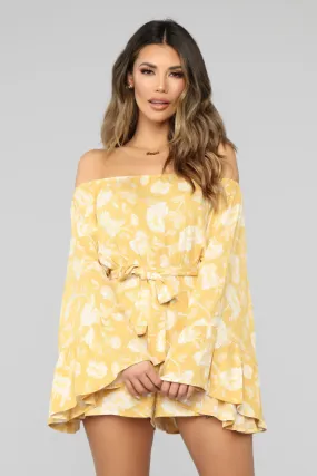 Acacia Floral Romper - Yellow