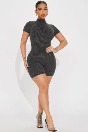 Adri Ribbed Romper - Black