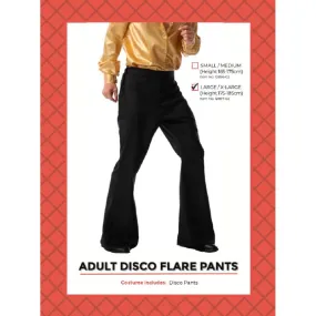 Adult Black Disco Flare Pants - L/XL