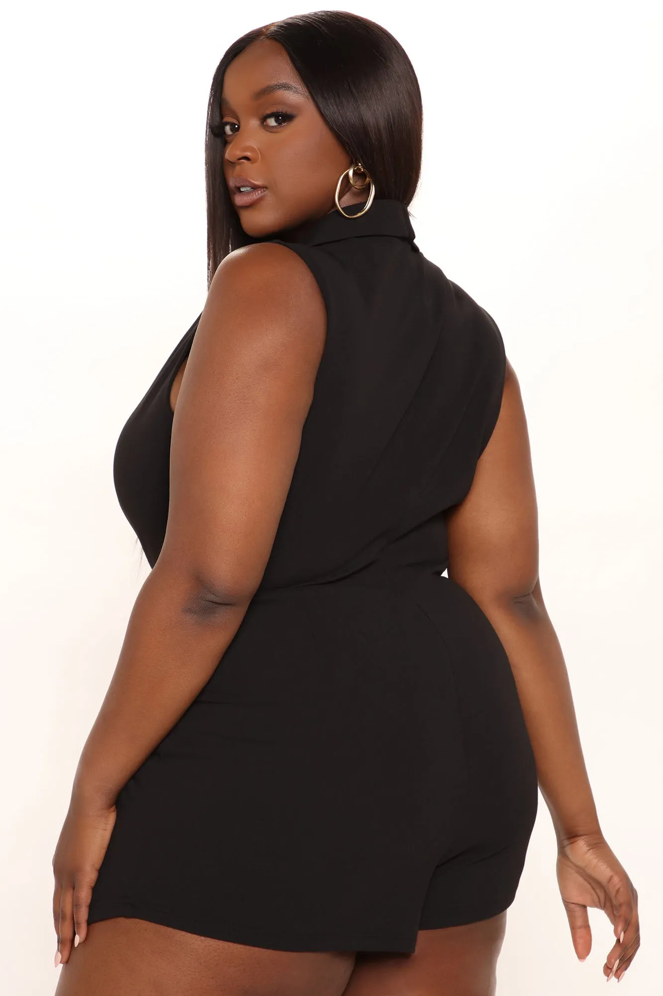 All Business Blazer Romper - Black