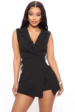 All Business Blazer Romper - Black