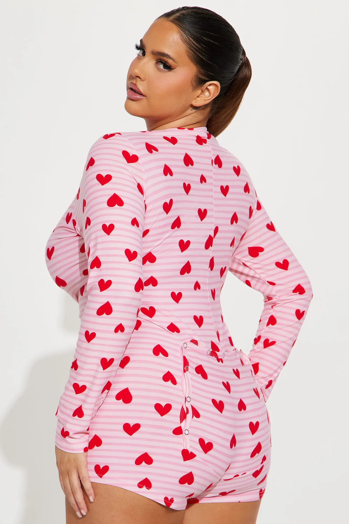 All My Heart Long Sleeve PJ Romper Onesie - Red/combo