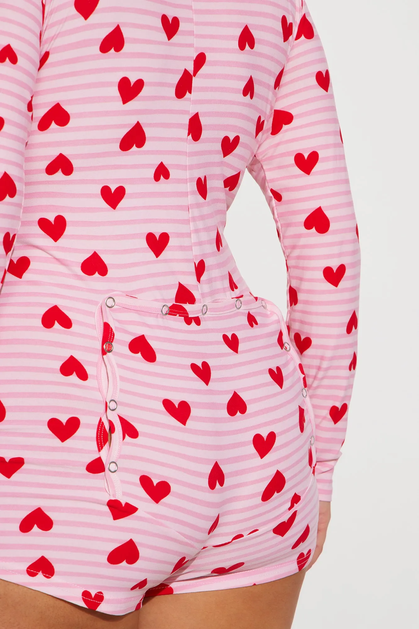 All My Heart Long Sleeve PJ Romper Onesie - Red/combo