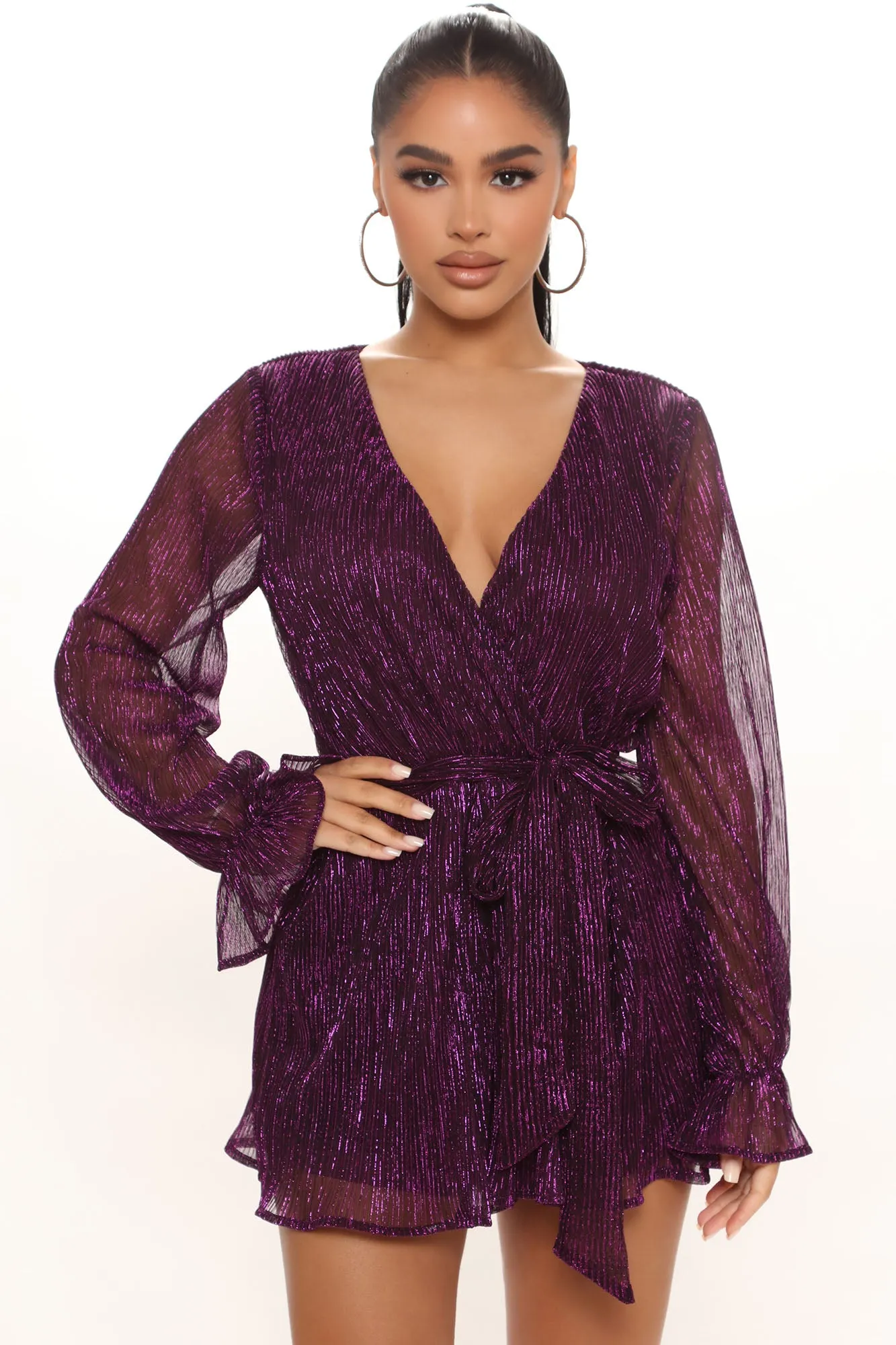 All That Glitz Romper - Plum