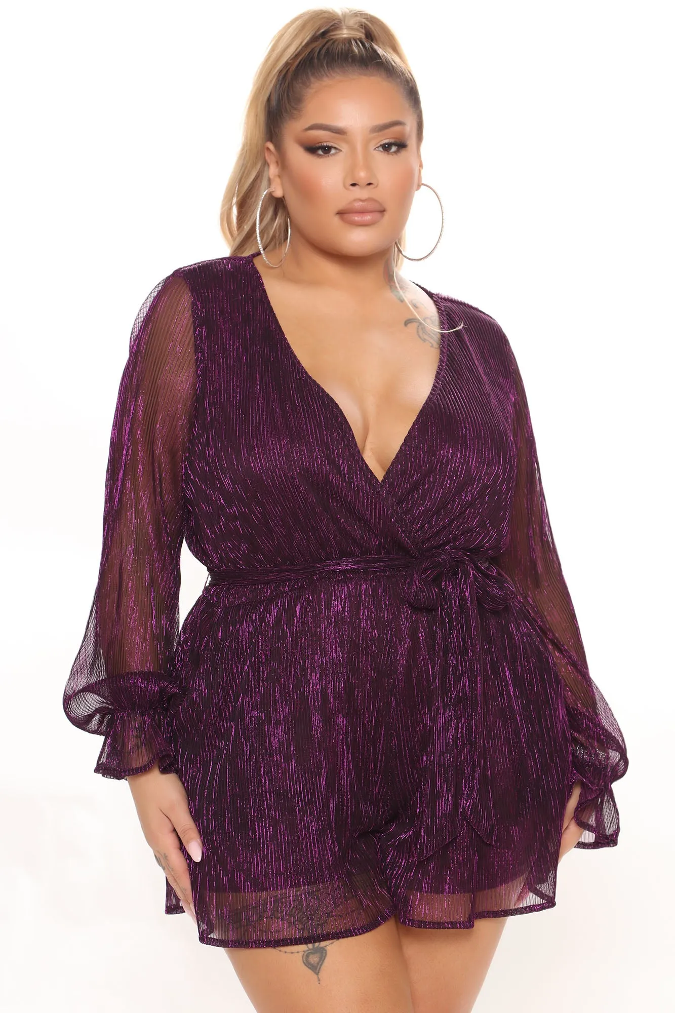 All That Glitz Romper - Plum