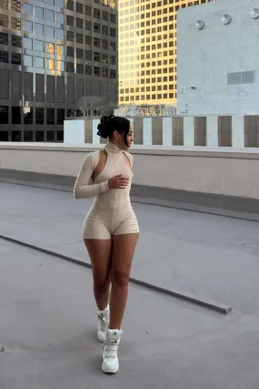 All That I Am Romper Set - Taupe