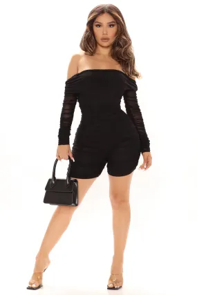 All The Feels Ruched Romper - Black