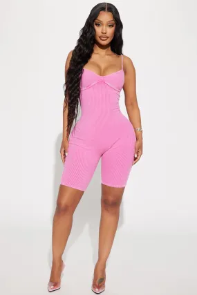 Andrea Mineral Wash Rib Romper - Pink