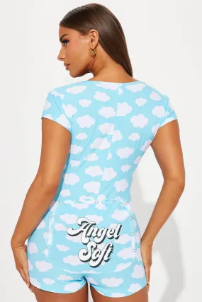 Angel Soft PJ Romper Onesie - Blue/combo