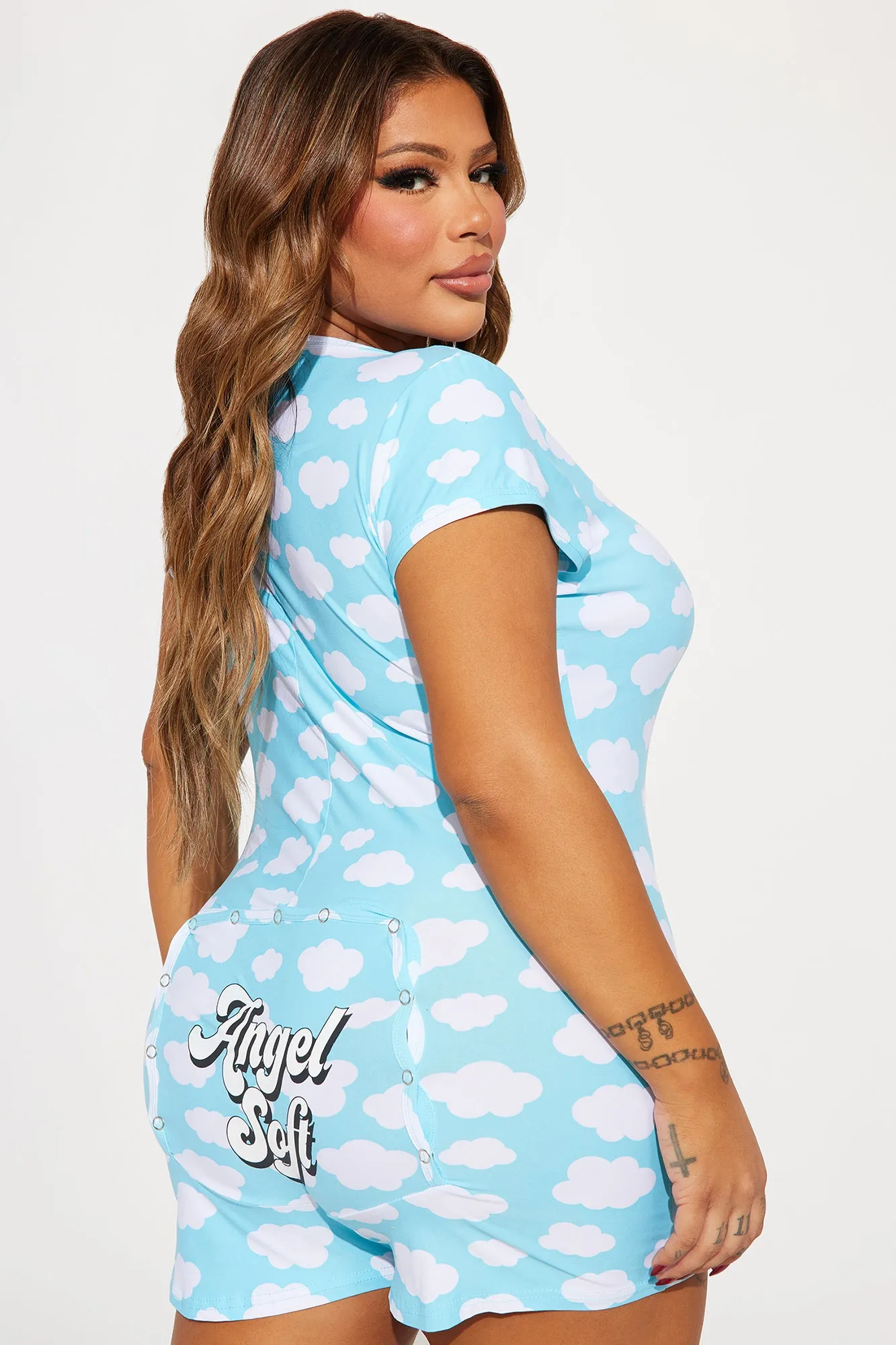 Angel Soft PJ Romper Onesie - Blue/combo