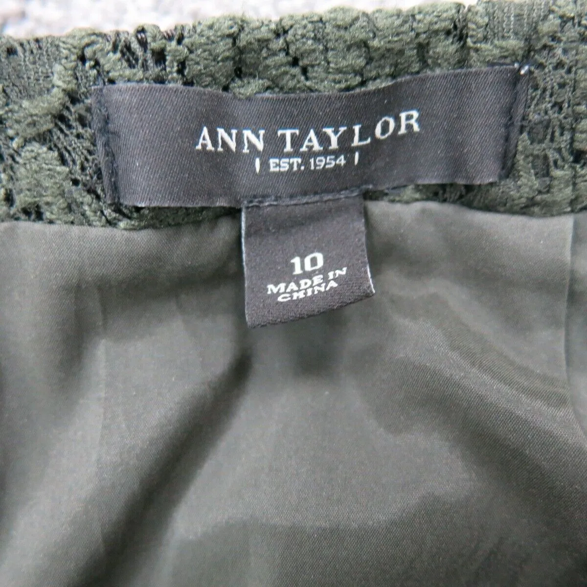 Ann Taylor Womens Pencil & Straight Floral Lace Skirt Stretch Back Zip Green 10