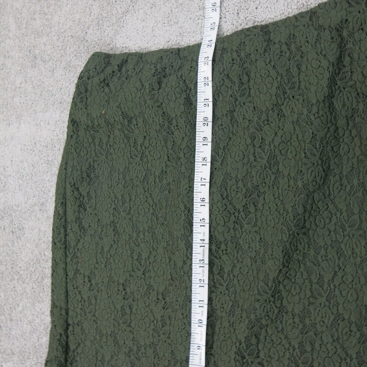 Ann Taylor Womens Pencil & Straight Floral Lace Skirt Stretch Back Zip Green 10