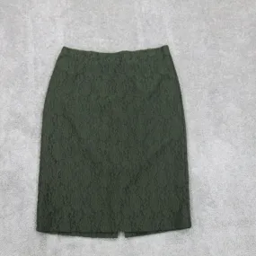 Ann Taylor Womens Pencil & Straight Floral Lace Skirt Stretch Back Zip Green 10