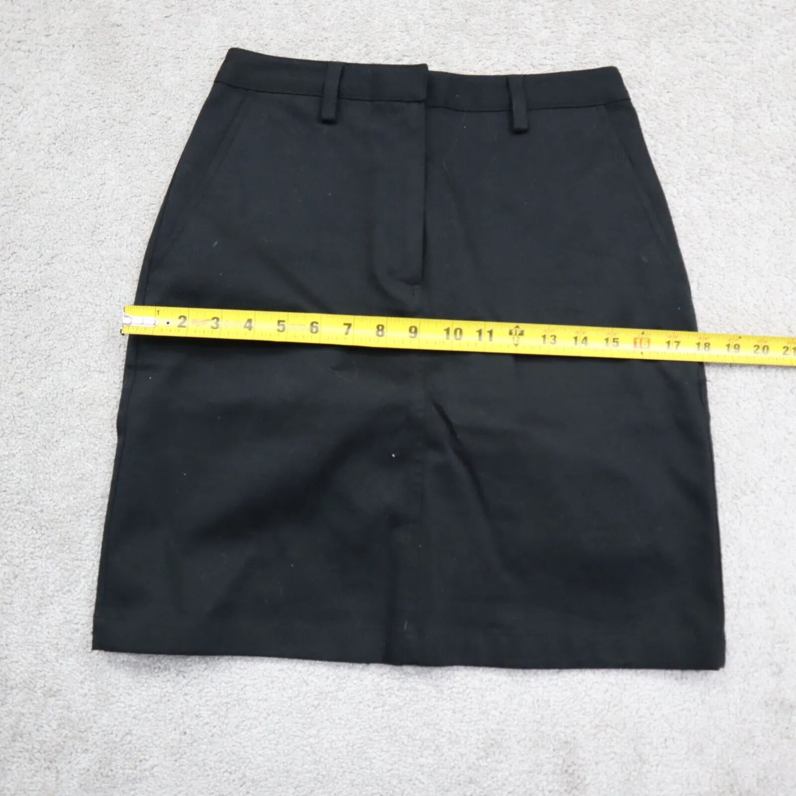 Ann Taylor Womens Straight & Pencil Skirt Stretch Two Pockets Flat Front Black 4