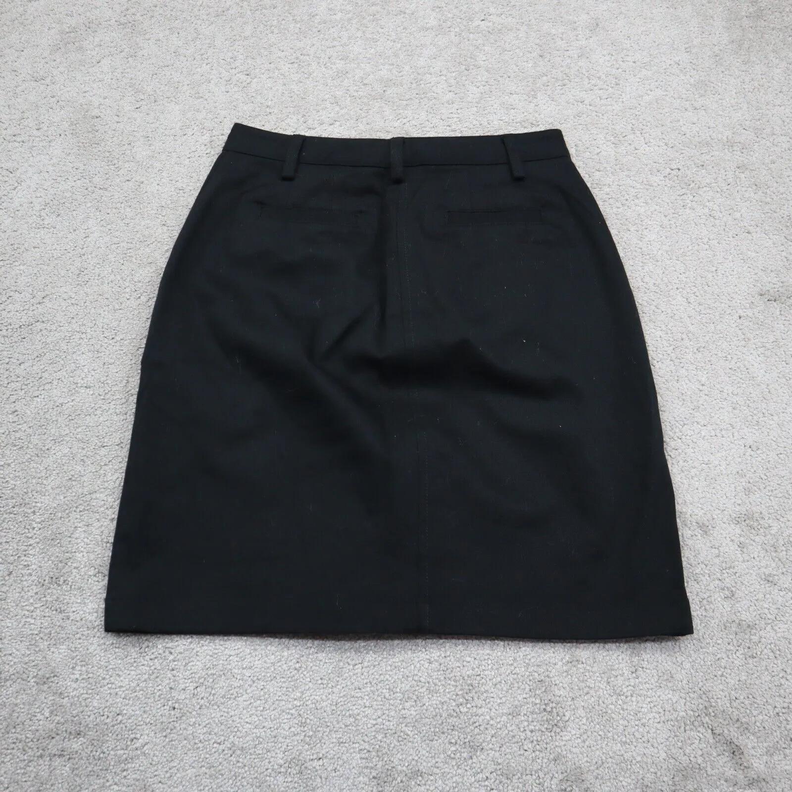 Ann Taylor Womens Straight & Pencil Skirt Stretch Two Pockets Flat Front Black 4