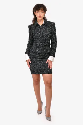 Anna Sui Vintage Black Tweed Blazer   Skirt Set Size 40