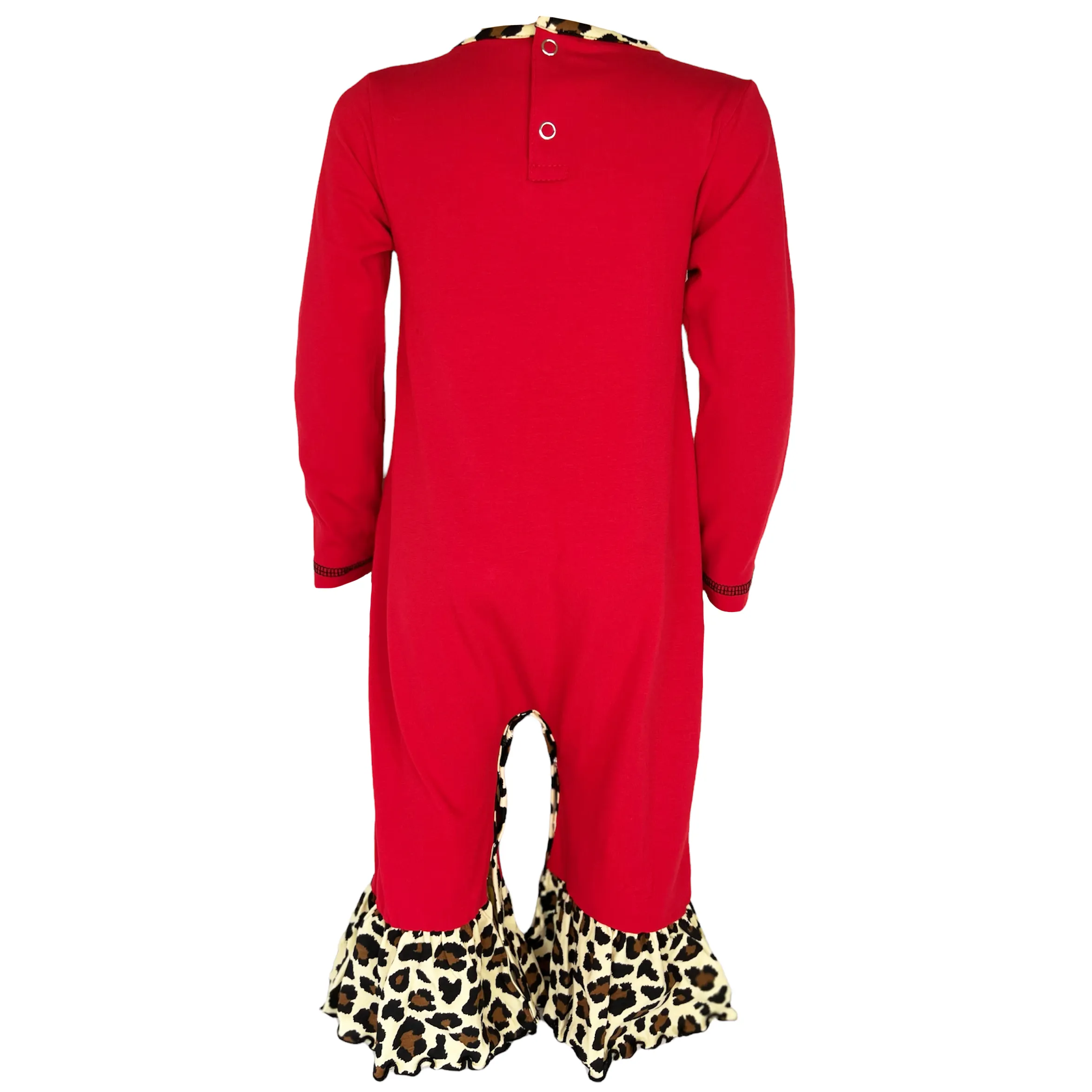 AnnLoren Baby Girls Leopard Valentines Holiday Heart Romper Outfit One Piece