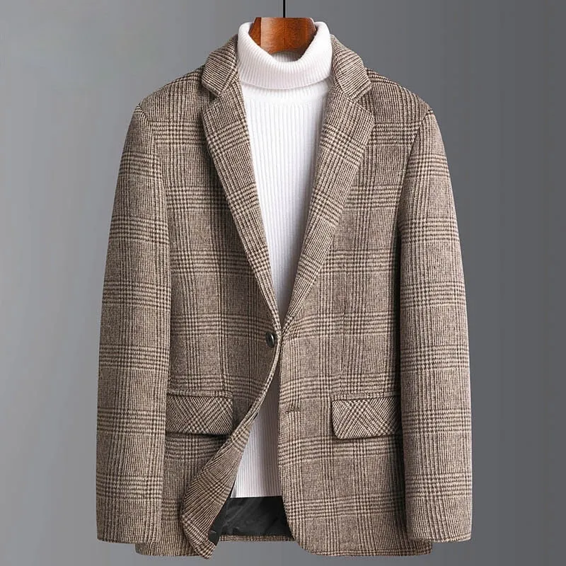 Antonios Plaid Pattern Men Blazer