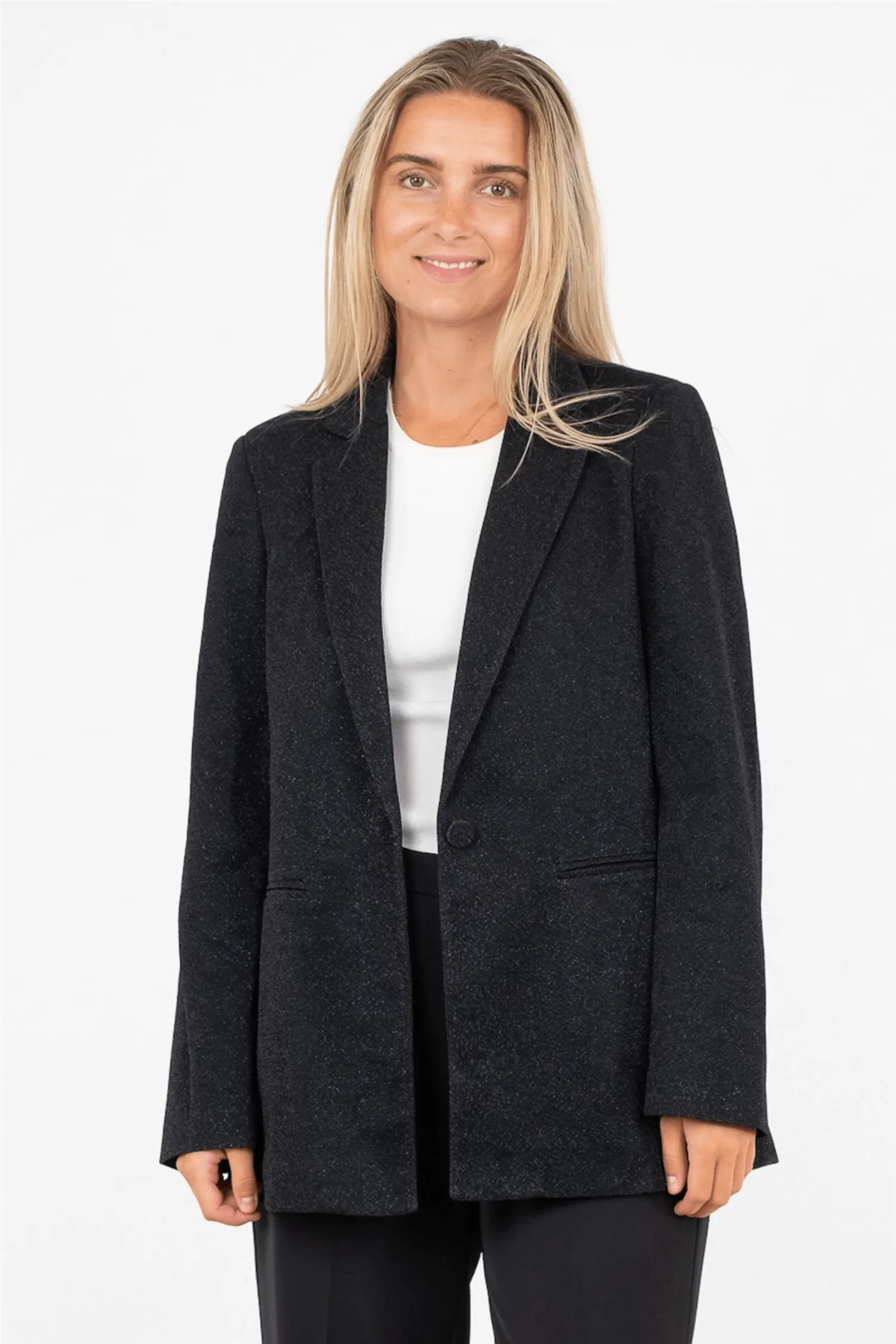 Avery Glitter Blazer Black