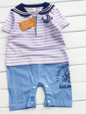 Baby Romper Lavender Anchor Sailor Romper