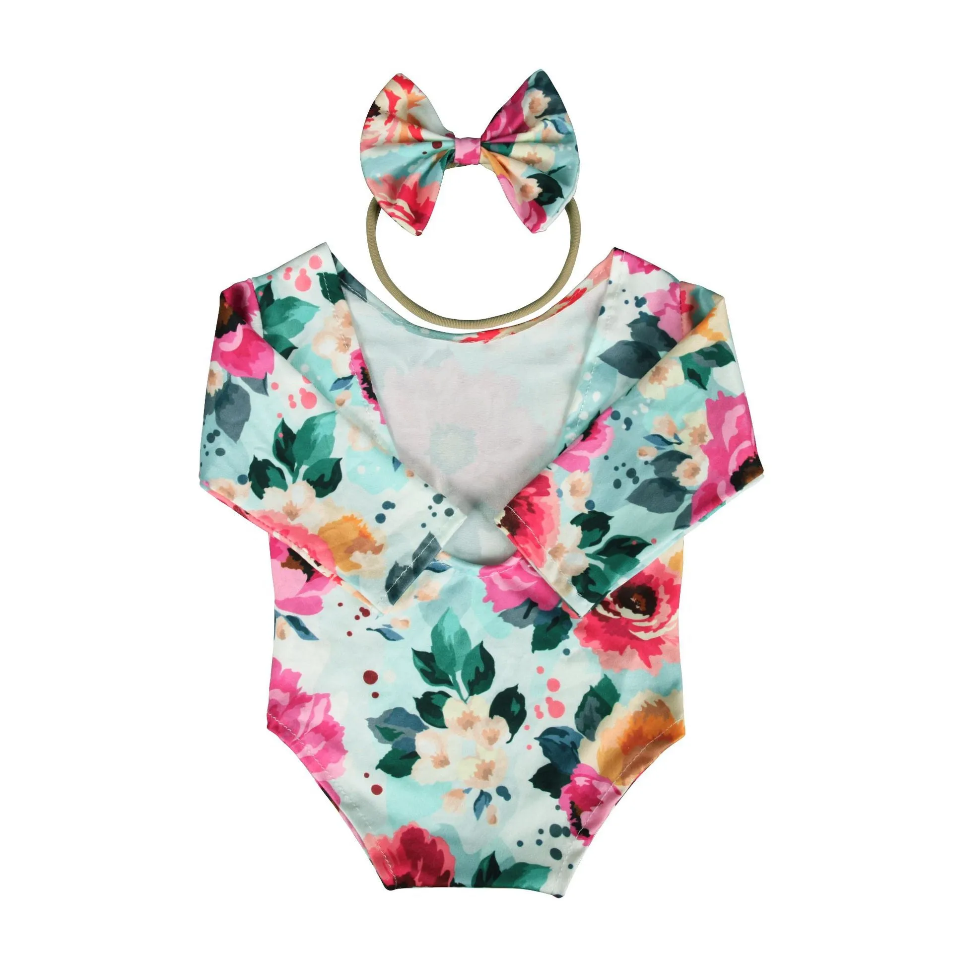 Babymoon Cloth Romper with Hairband Photoshoot Props Costume - Multi