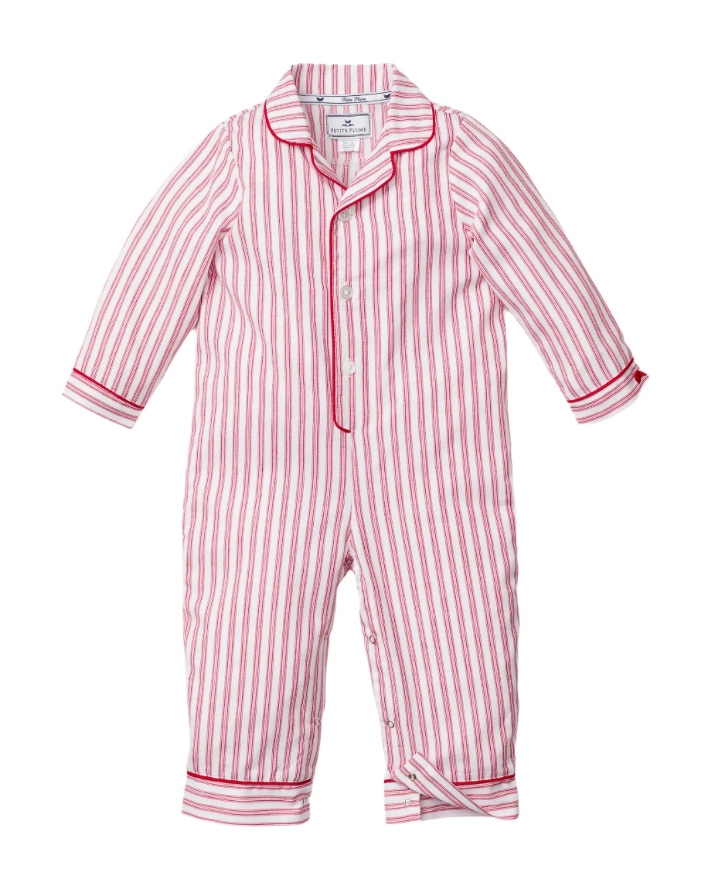 Baby's Twill Romper in Antique Red Ticking