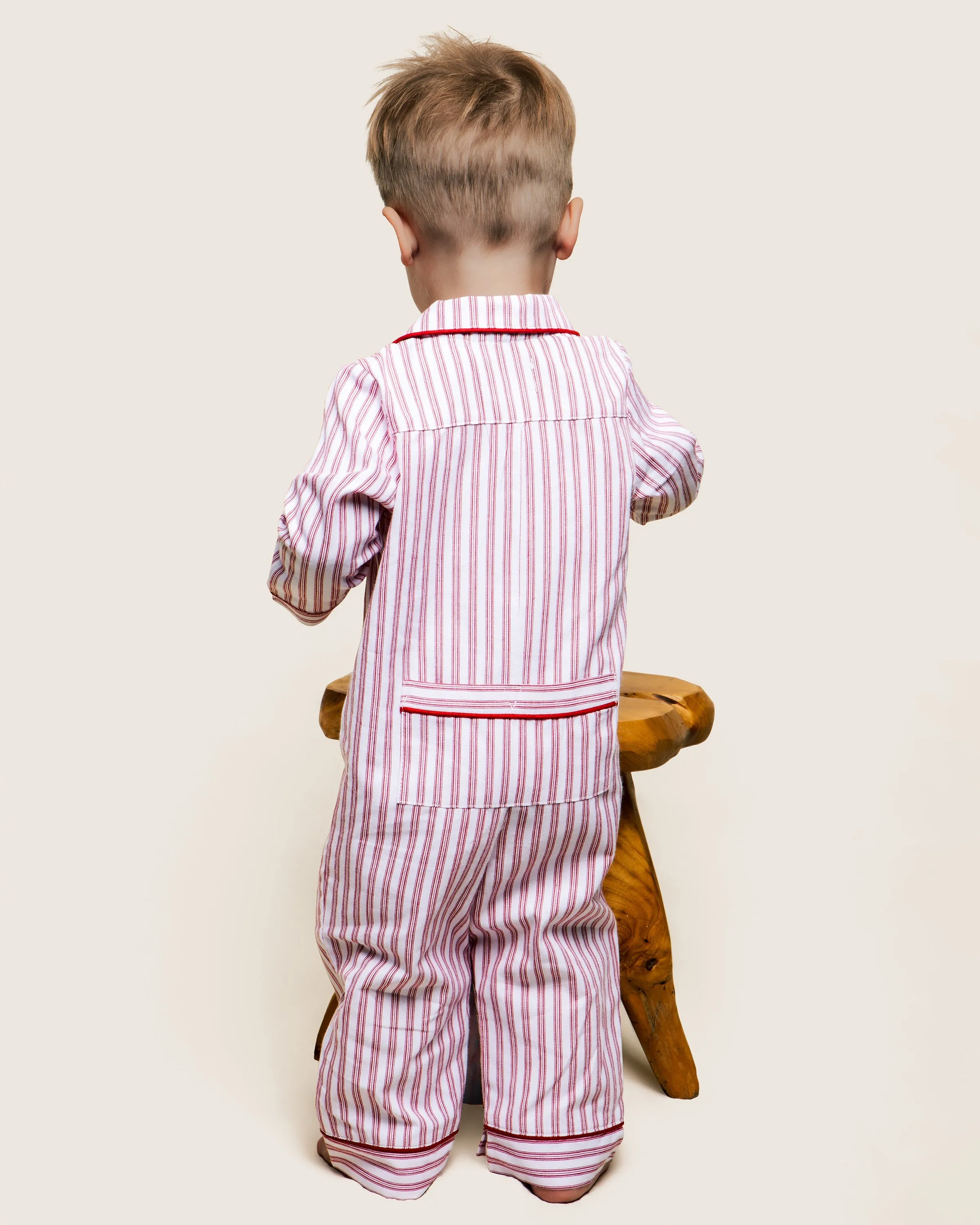 Baby's Twill Romper in Antique Red Ticking