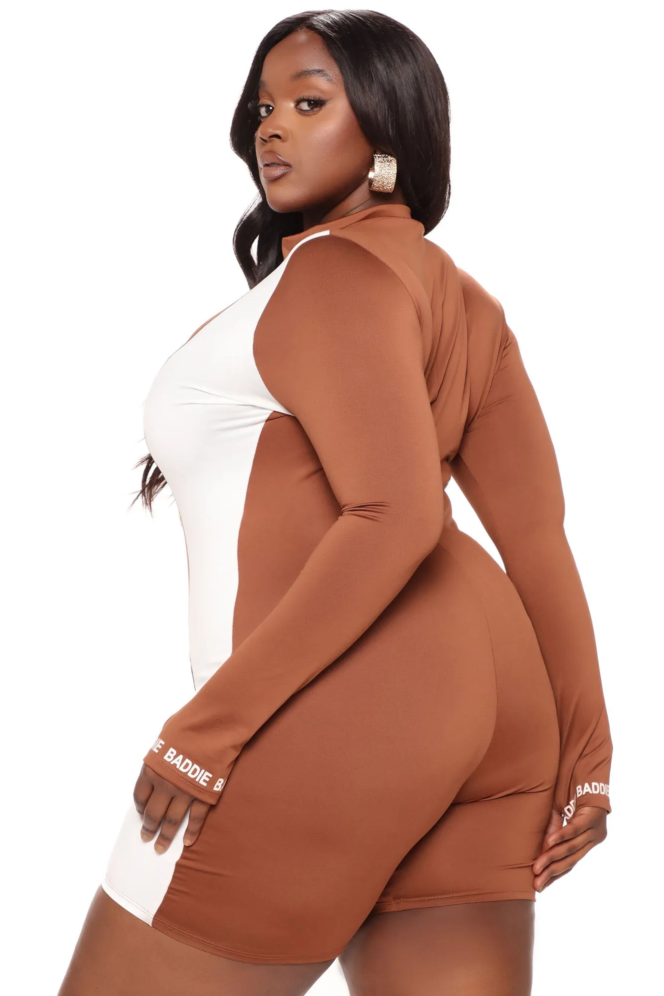 Baddie Behavior Romper - Brown/combo