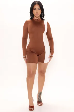 Baddie Behavior Romper - Brown/combo