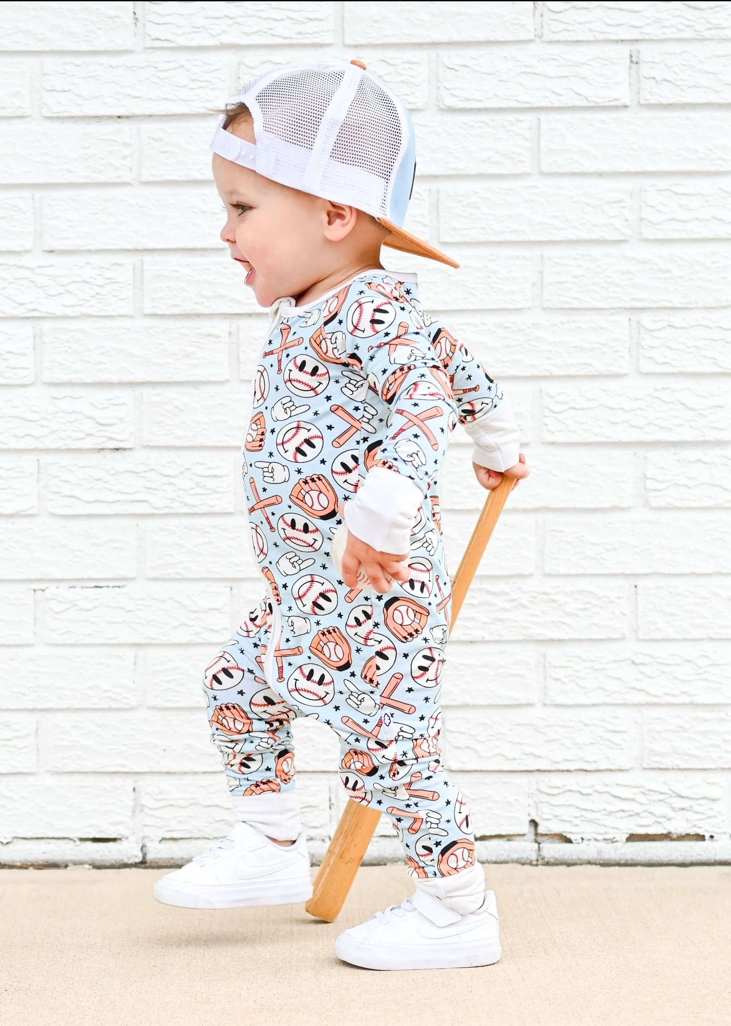 BASEBALL SMILEY DREAM ROMPER