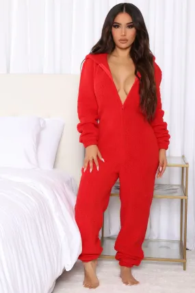 Bear Babe PJ Jumpsuit Onsie - Red