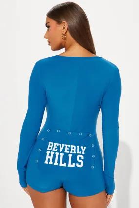 Beverly Hills Long Sleeve PJ Romper Onesie - Royal