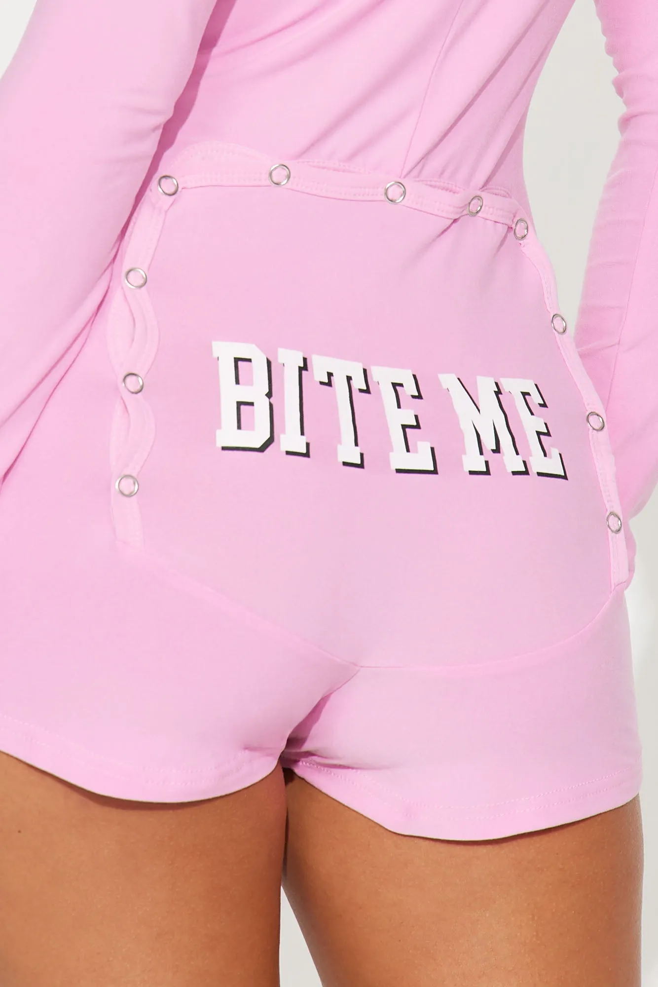 Bite Me Long Sleeve PJ Romper Onesie - Pink