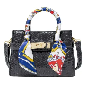 Black Crocodile Scarf Handbag