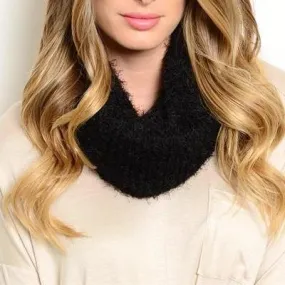 Black Luxury Faux Angora Soft Infinity Scarf