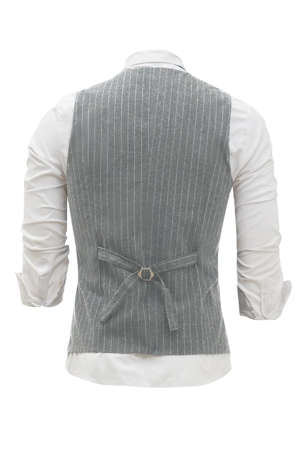 Black Pinstriped Men's Suit Vest 4-Piece Set