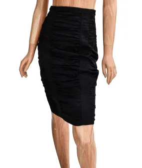 Black Ruched Pencil Skirt