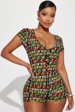 Blessed Queen PJ Romper Onesie - Black