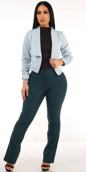 Blue Mock Neck Dress Pants Trio