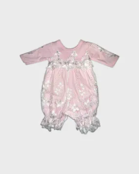 Blush Romper with Lace Overlay