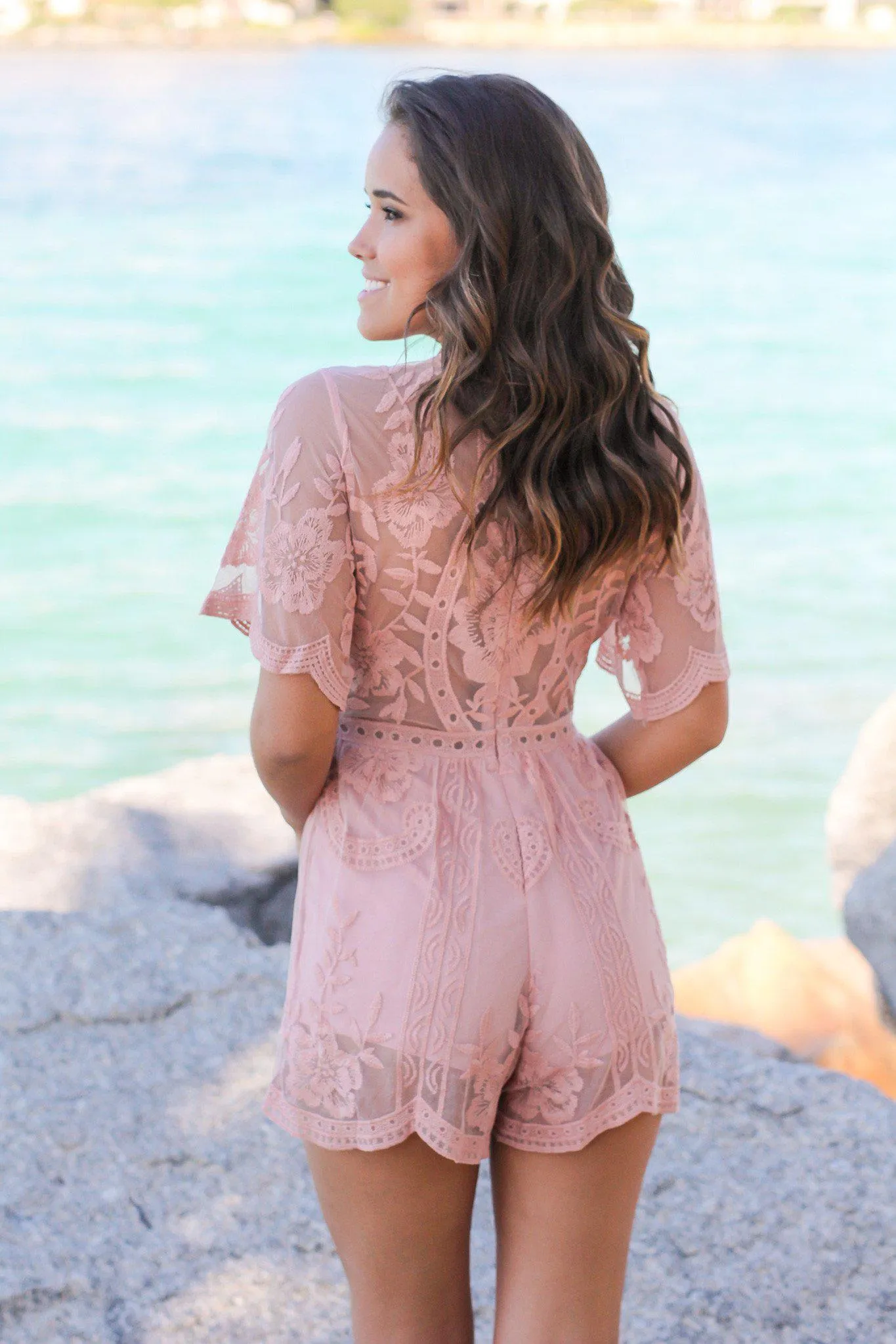 Blush Short Lace Romper
