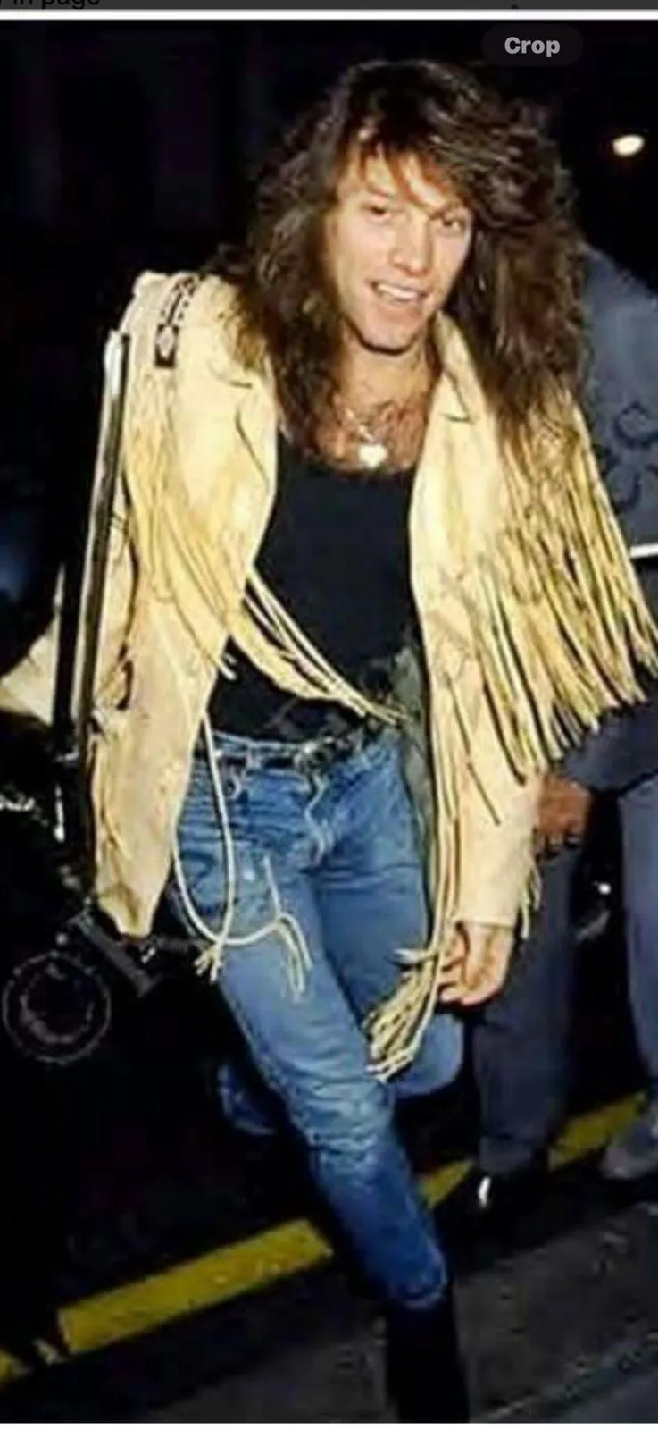 Bon Jovi Suede Fringe Leather Long Coat Jacket Men