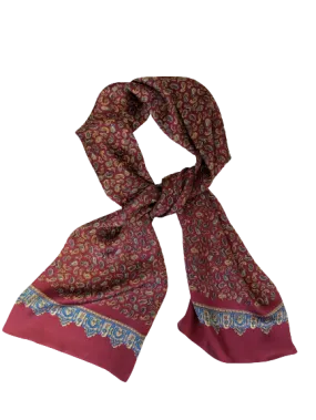 Bordeaux Paisley 100% Silk Scarf 157 x 27 cm