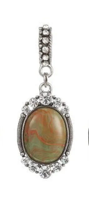 Brown Stone Rhinestone Scarf Charm Slide
