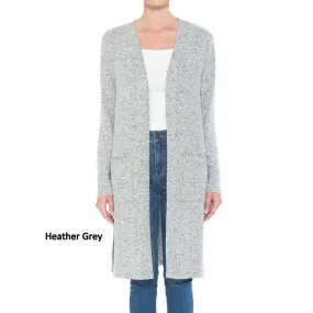 Brushed Hacci Double Pocket Long Sleeve Duster Cardigan