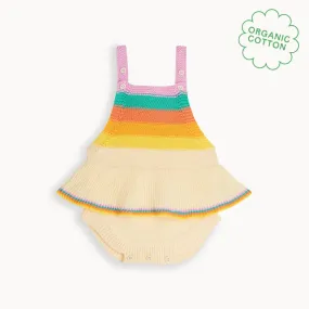 Bubble Frill - Rainbow Pink Knit Stripe Romper