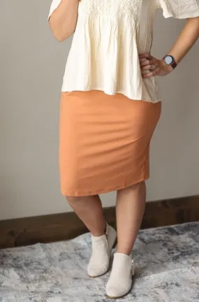 Butter Soft Orange Midi Skirt • 0/2 - 6