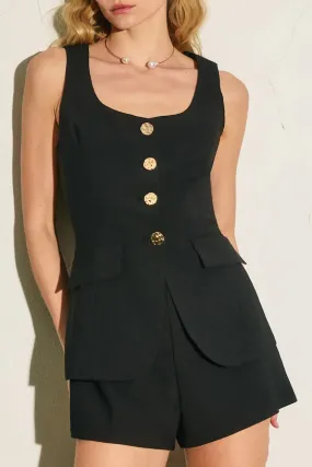 Button Vest Romper
