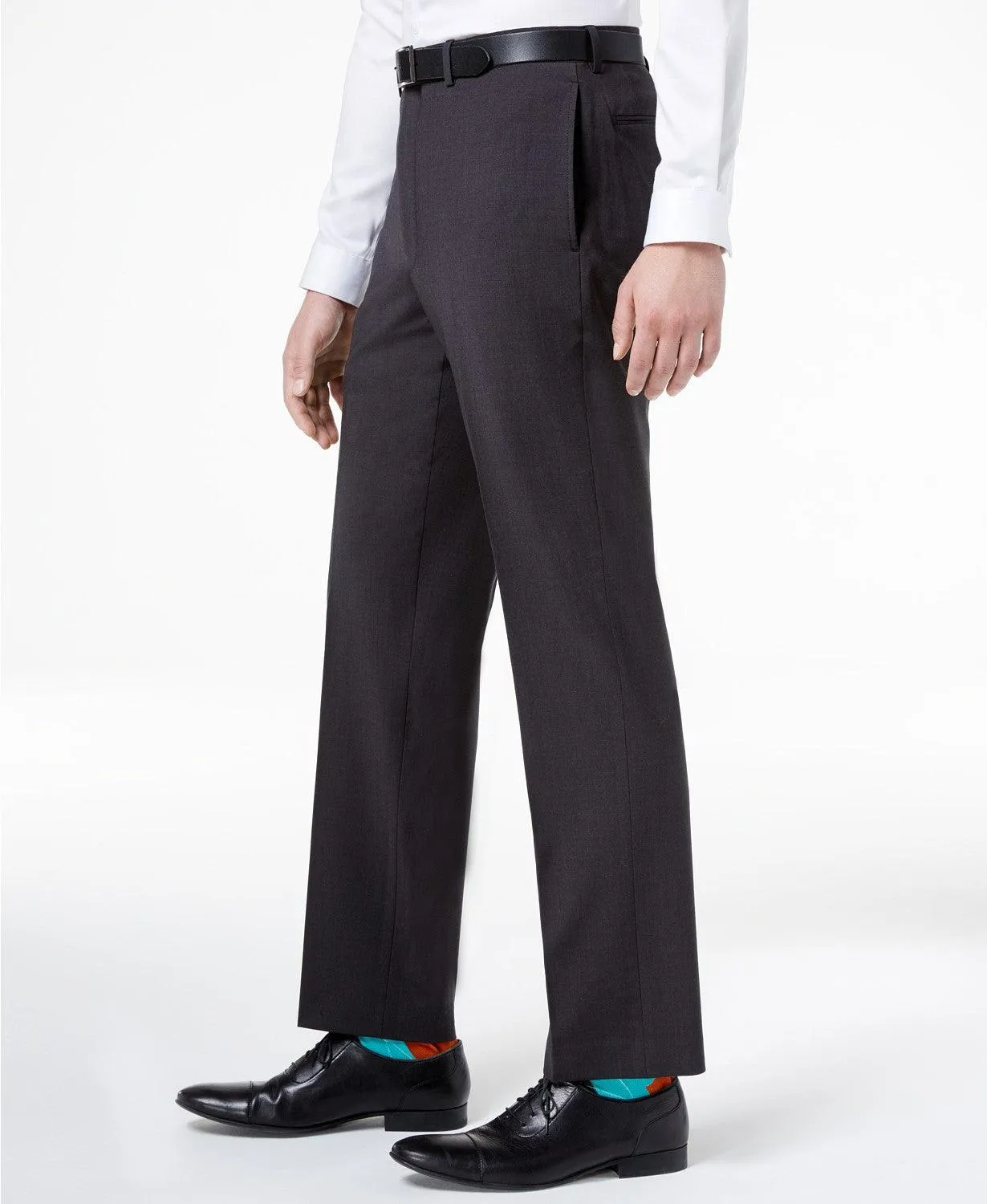 Calvin Klein Mens Slim fit Dress Pants Pants 42 / 30 Navy Blue Solid Stretch